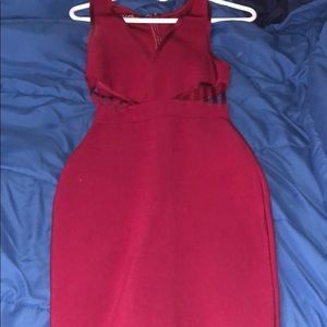 Bandage bodycon burgundy dress